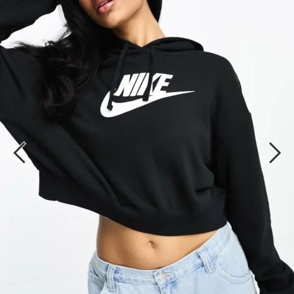 NIKE Long Sleeve Cropped Hoodie in Black Women's Size Small - Picture 1 of 6